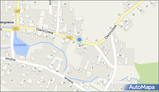 Dziergowice, Dworcowa, 18, mapa Dziergowice