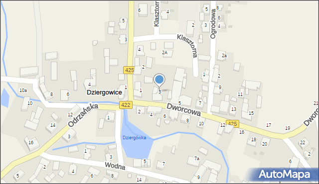 Dziergowice, Dworcowa, 3, mapa Dziergowice