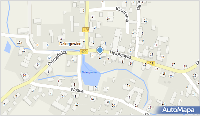 Dziergowice, Dworcowa, 4, mapa Dziergowice