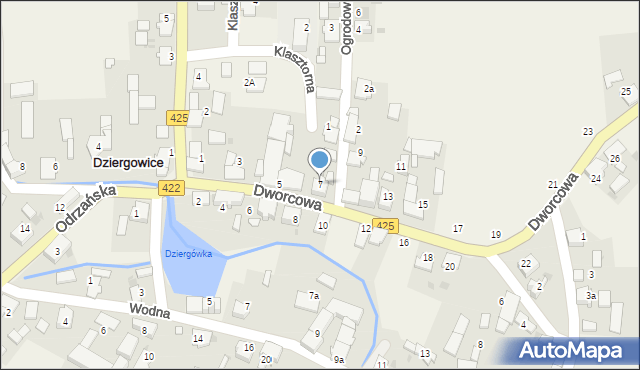 Dziergowice, Dworcowa, 7, mapa Dziergowice