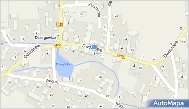 Dziergowice, Dworcowa, 8, mapa Dziergowice