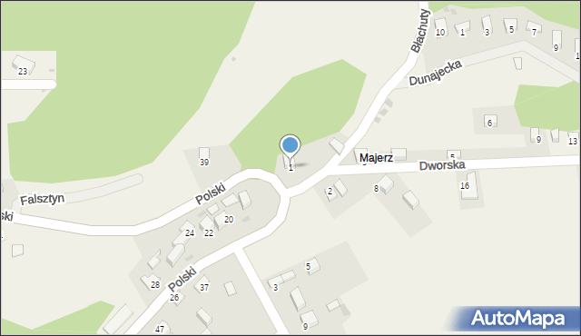 Falsztyn, Dworska, 1, mapa Falsztyn