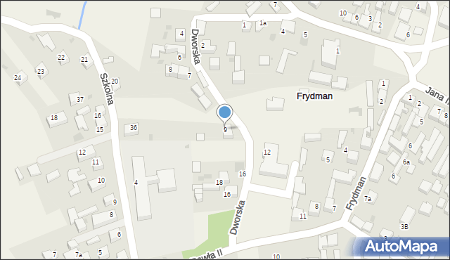 Frydman, Dworska, 9, mapa Frydman