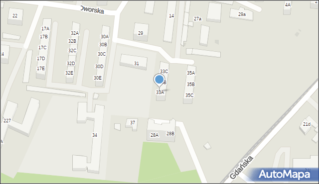 Gdańsk, Dworska, 33A, mapa Gdańska