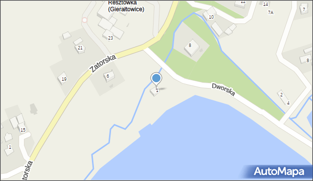 Gierałtowice, Dworska, 1, mapa Gierałtowice