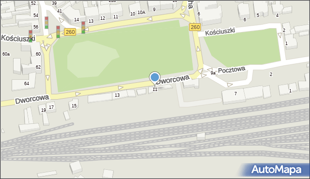 Gniezno, Dworcowa, 11, mapa Gniezna