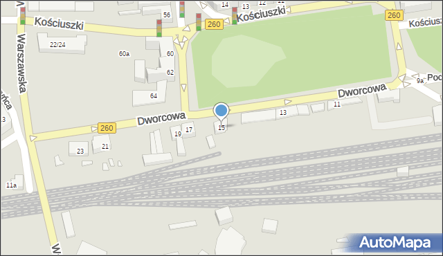 Gniezno, Dworcowa, 15, mapa Gniezna