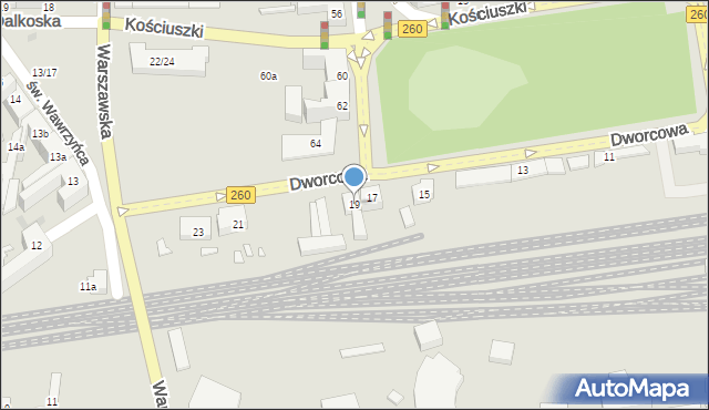 Gniezno, Dworcowa, 19, mapa Gniezna