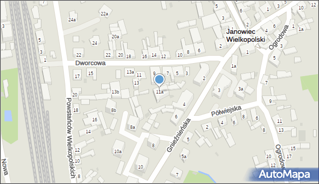 Janowiec Wielkopolski, Dworcowa, 11a, mapa Janowiec Wielkopolski