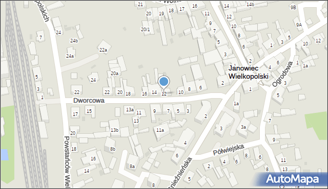 Janowiec Wielkopolski, Dworcowa, 12, mapa Janowiec Wielkopolski