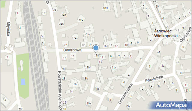 Janowiec Wielkopolski, Dworcowa, 13a, mapa Janowiec Wielkopolski