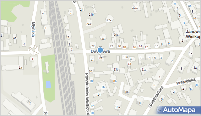 Janowiec Wielkopolski, Dworcowa, 15, mapa Janowiec Wielkopolski