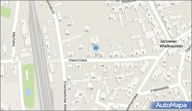 Janowiec Wielkopolski, Dworcowa, 20, mapa Janowiec Wielkopolski