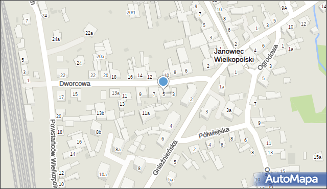 Janowiec Wielkopolski, Dworcowa, 5, mapa Janowiec Wielkopolski