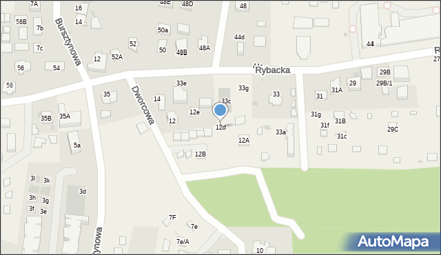 Jantar, Dworcowa, 12d, mapa Jantar