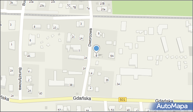 Jantar, Dworcowa, 6, mapa Jantar