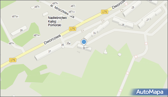 Kalisz Pomorski, Dworcowa, 33, mapa Kalisz Pomorski