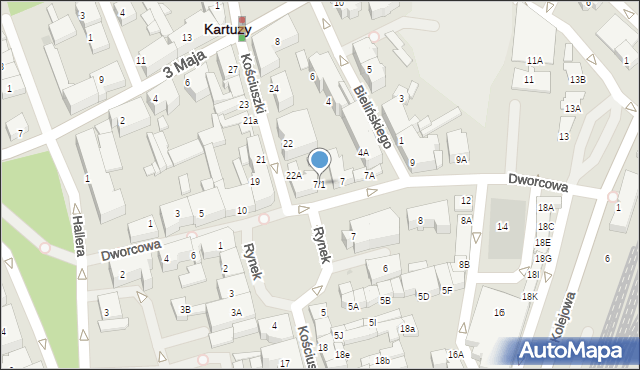 Kartuzy, Dworcowa, 7/1, mapa Kartuzy