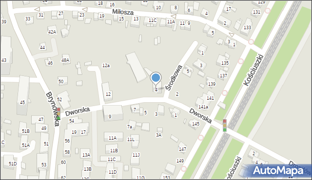 Katowice, Dworska, 4, mapa Katowic