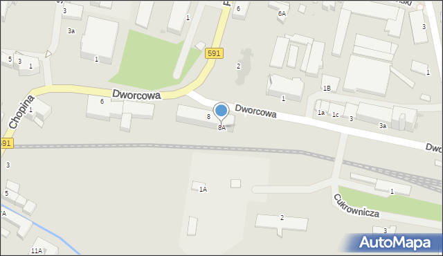 Kętrzyn, Dworcowa, 8A, mapa Kętrzyn