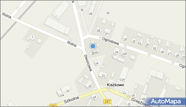 Kiszkowo, Dworcowa, 25, mapa Kiszkowo