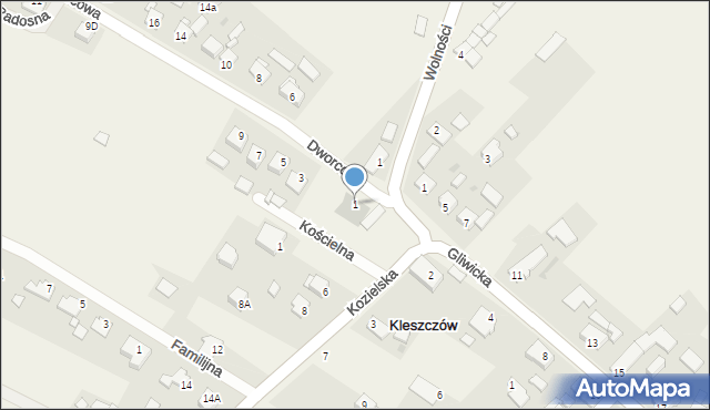 Kleszczów, Dworcowa, 1, mapa Kleszczów