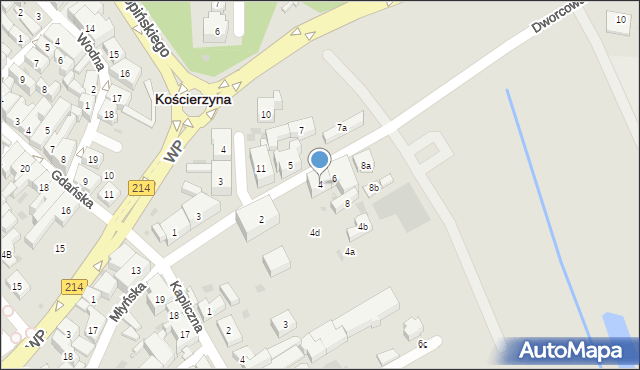 Kościerzyna, Dworcowa, 4, mapa Kościerzyna