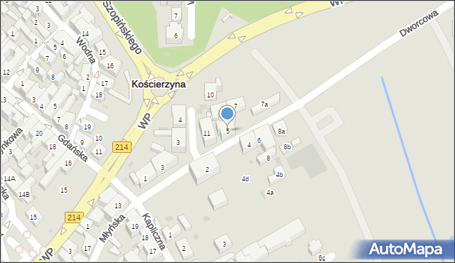 Kościerzyna, Dworcowa, 5, mapa Kościerzyna