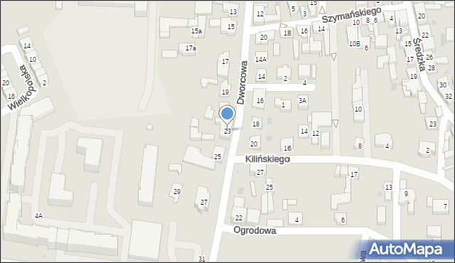 Kostrzyn, Dworcowa, 23, mapa Kostrzyn