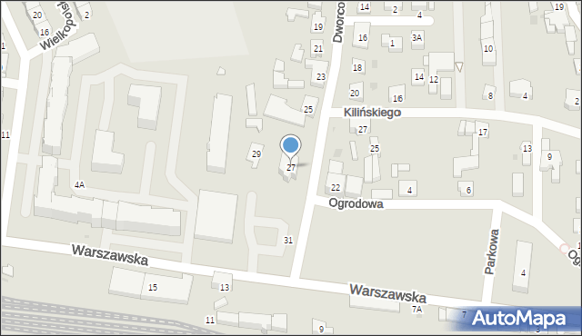 Kostrzyn, Dworcowa, 27, mapa Kostrzyn