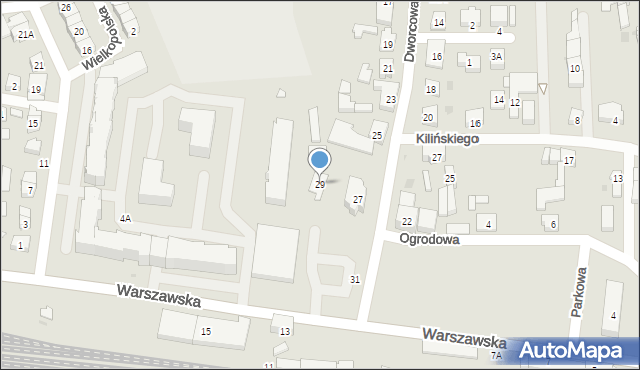 Kostrzyn, Dworcowa, 29, mapa Kostrzyn