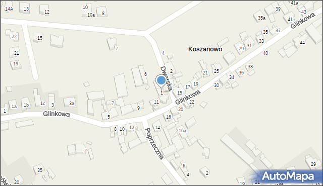 Koszanowo, Dworska, 1, mapa Koszanowo