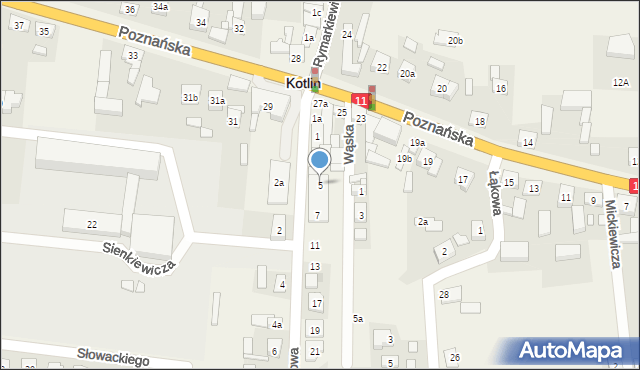 Kotlin, Dworcowa, 5, mapa Kotlin