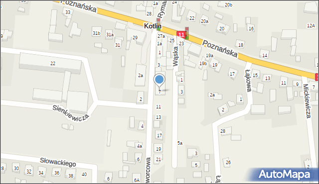 Kotlin, Dworcowa, 7, mapa Kotlin