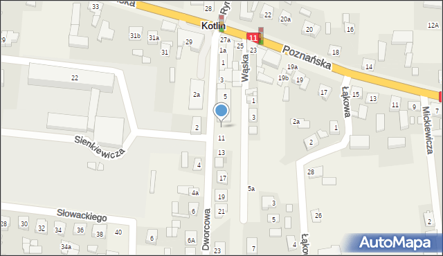 Kotlin, Dworcowa, 9, mapa Kotlin