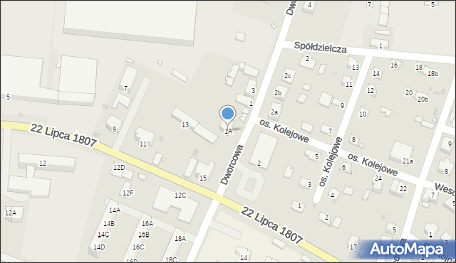 Kożuchów, Dworcowa, 1A, mapa Kożuchów