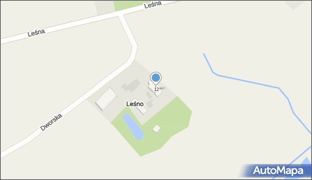 Leśno, Dworska, 12, mapa Leśno