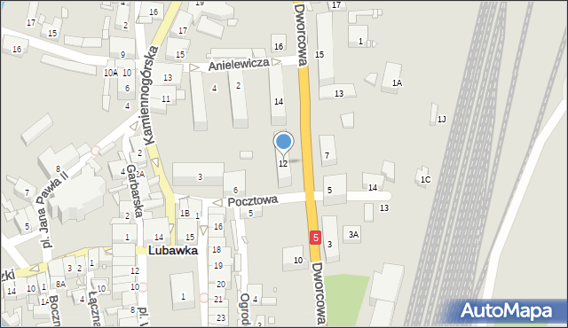 Lubawka, Dworcowa, 12, mapa Lubawka