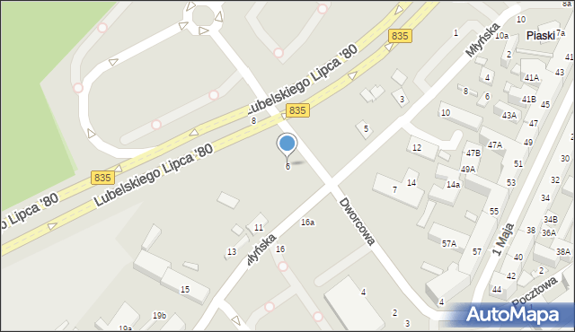 Lublin, Dworcowa, 6, mapa Lublina