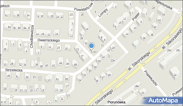 Lublin, Dwernickiego Józefa, gen., 34, mapa Lublina