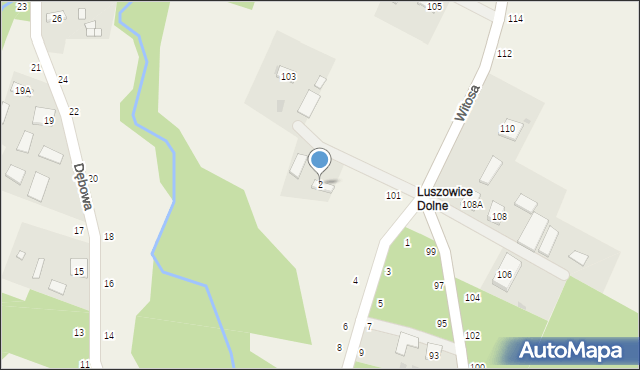 Luszowice, Dworska, 2, mapa Luszowice