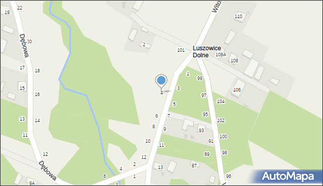 Luszowice, Dworska, 4, mapa Luszowice