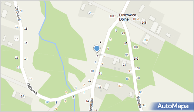 Luszowice, Dworska, 6, mapa Luszowice