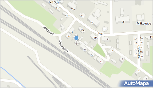 Miłkowice, Dworcowa, 4, mapa Miłkowice