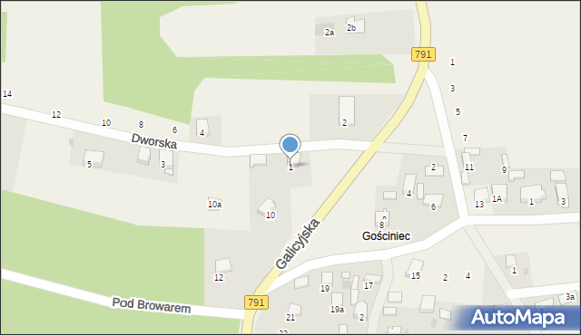 Niesułowice, Dworska, 1, mapa Niesułowice