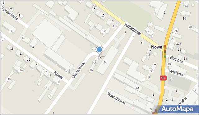 Nowe, Dworcowa, 1a, mapa Nowe
