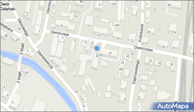 Nowy Dwór Gdański, Dworcowa, 12, mapa Nowy Dwór Gdański