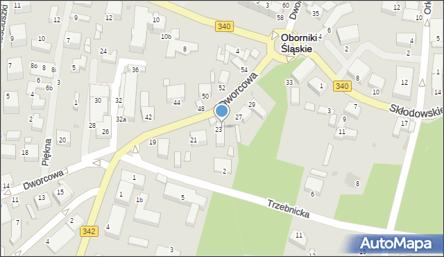 Oborniki Śląskie, Dworcowa, 25, mapa Oborniki Śląskie