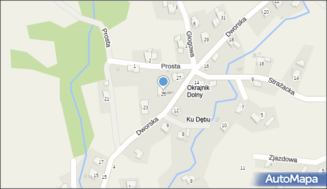 Okrajnik, Dworska, 25, mapa Okrajnik