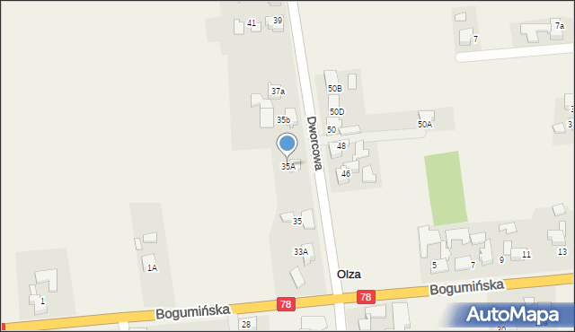 Olza, Dworcowa, 35A, mapa Olza